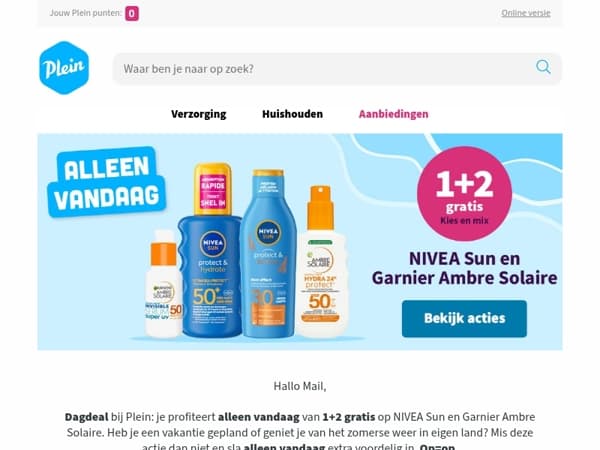 Alleen vandaag: 1+2 gratis op NIVEA Sun en Ambre Solaire