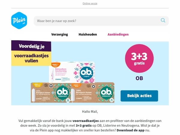 Nu 3+3 op OB, Listerine en Neutrogena