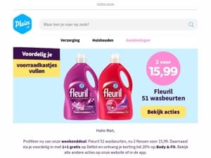 Weekenddeal: Fleuril 51 wasbeurten, 2 voor 15,99