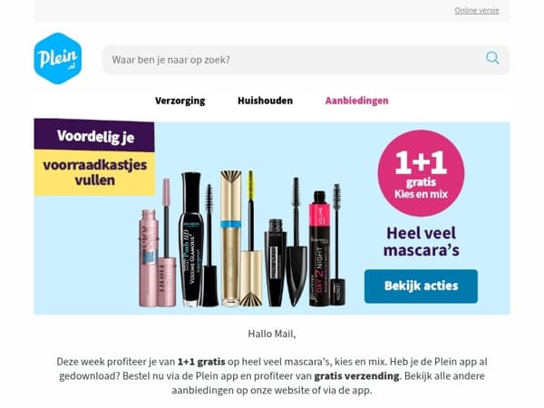1+1 op heel veel mascara, kies en mix