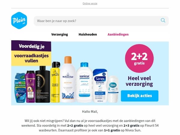 Nu 2+2 op héél veel verzorgingsproducten 🔥