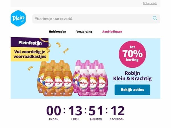 Alleen vandaag nog Pleinfestijn deals 💙 🎉 🔥
