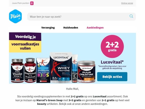 Deze week 2+2 gratis op Lucovitaal voedingssupplementen