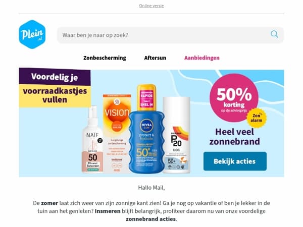 Nu 50% op heel veel zonnebrand 🌞