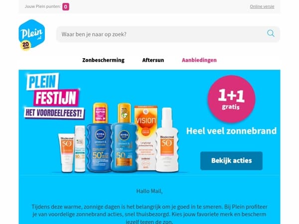 Bestel je zonnebrand voordelig bij Plein 🌞
