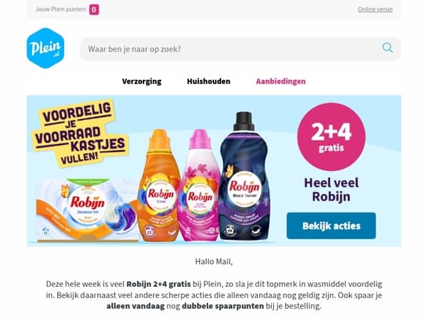 2+4 gratis op veel Robijn bij Plein