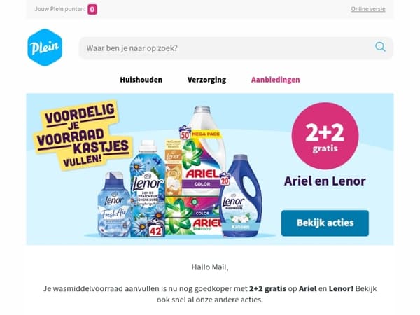 Sla slim in met 2+2 gratis op Ariel en Lenor🌸