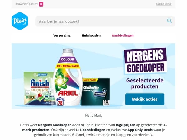 Nergens Goedkoper op heel veel A-merken