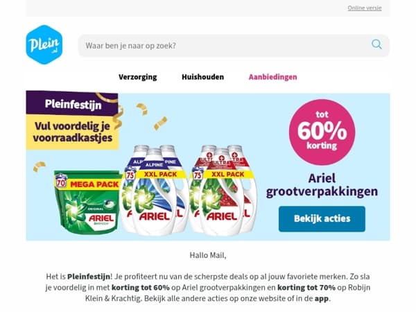 Het is Pleinfestijn! Hoge korting op je favoriete merken 💙🔥