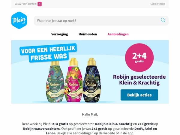 2+4 gratis op Robijn Klein & Krachtig