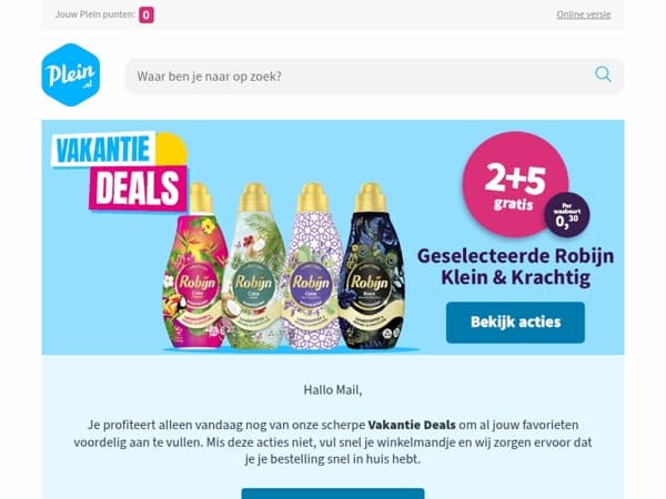Laatste dag van de Vakantiedeals bij Plein☀️