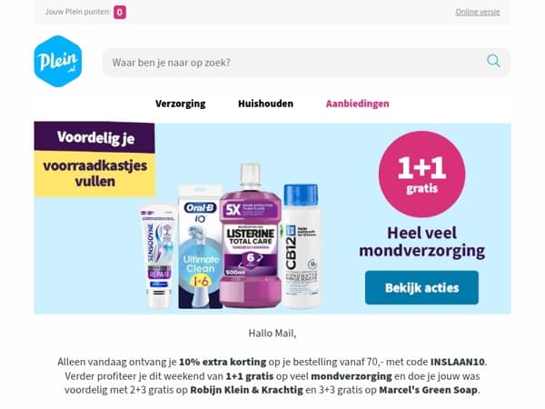 Alleen vandaag nog 10% korting op je bestelling