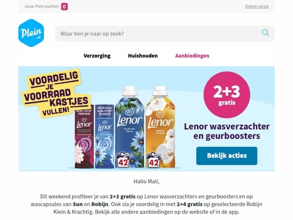 Mail profiteer van 2+4, 2+3 en 2+2 op veel favorieten