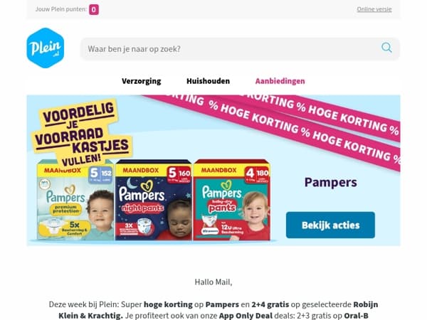 Hoge korting op heel veel Pampers