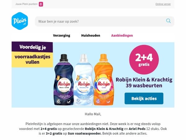 Robijn 2+4 gratis op geselecteerd assortiment