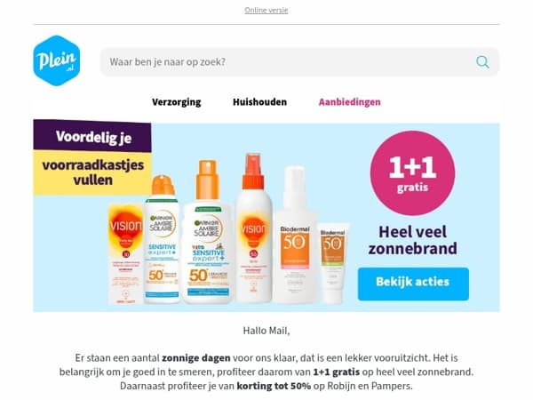 Profiteer van 1+1 op heel veel zonnebrand 🌞
