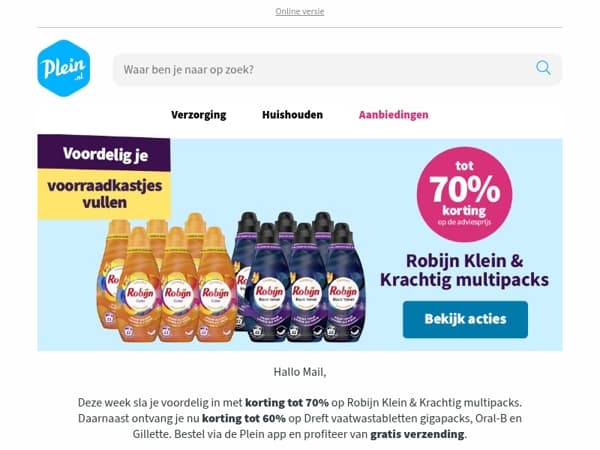 Tot 70% op Robijn Klein & Krachtig multipacks 🔥