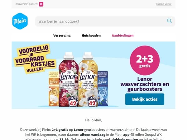 🌸2+3 gratis op Lenor geurboosters en wasverzachters