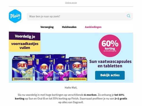 Nu heel veel voordeel op Sun, Finish Oral-B en meer 🔥