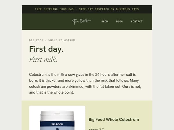 First day. First milk.