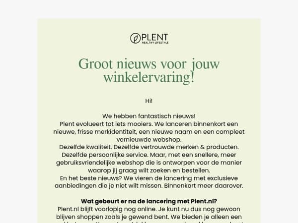 🌿We werken aan iets belangrijks voor jou