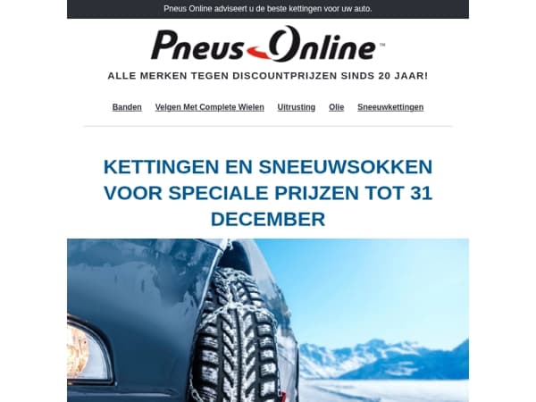 Tot en met 31 december: sneeuwkettingen & sneeuwsokken aan een speciale prijs