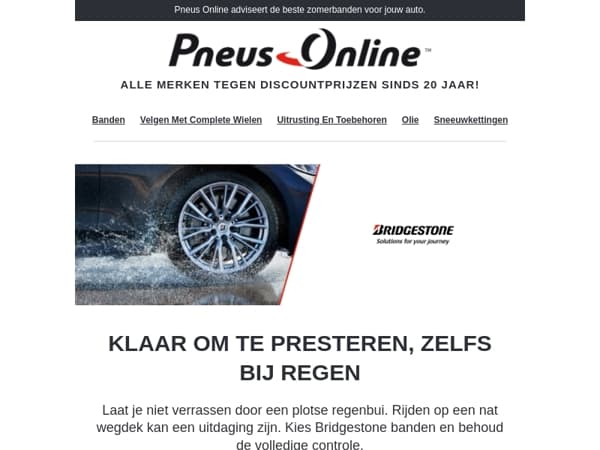 Op zoek naar banden met een uitstekende grip op nat wegdek