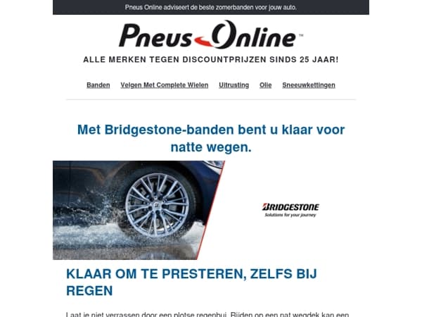 Op zoek naar banden met een uitstekende grip op nat wegdek?