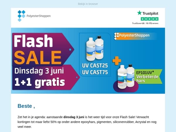 Flash Sale 3 juni | RESION UV Epoxy 1+1 gratis met vernieuwde epoxy ⚡