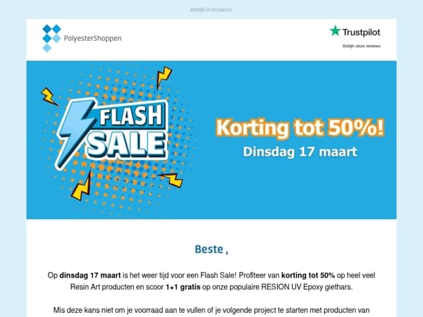 Dinsdag 17 maart: korting tot 50% en Epoxy 1+1 gratis  🎁