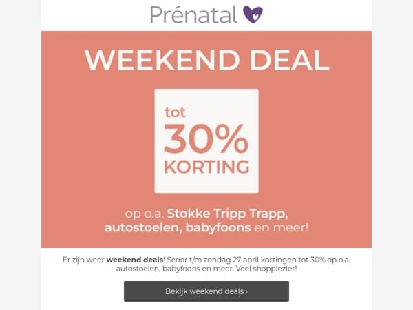 Weekend deal! Kortingen tot 30% 💥