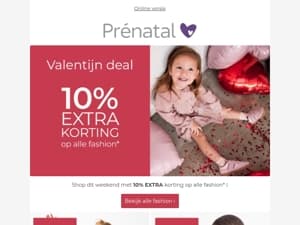 Valentijn deal 💘 10% extra korting op fashion