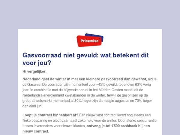 Gasvoorraad niet gevuld: wat betekent dit voor jou?