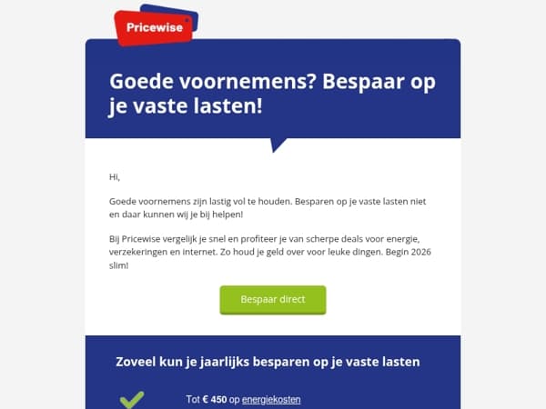 Begin 2026 met lagere vaste lasten