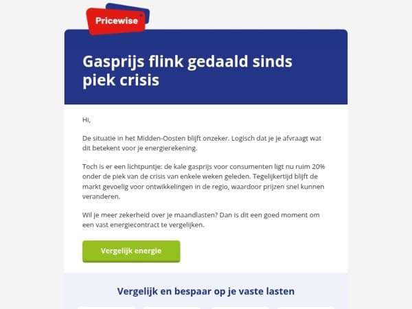 Gasprijs flink gedaald sinds piek crisis