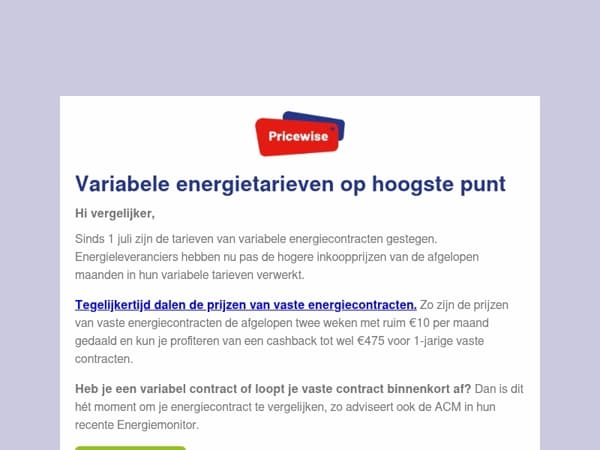 Variabele energietarieven op hoogste punt
