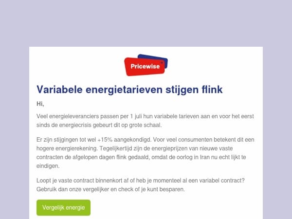 Variabele energietarieven stijgen flink