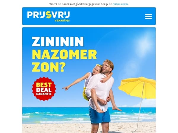 Zininin Nazomer Zon? Extra korting op je vakantie!