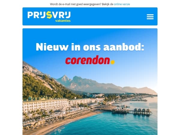 Groot nieuws: Corendon in ons aanbod!