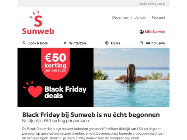 Black Friday: nu €50 korting p.p.