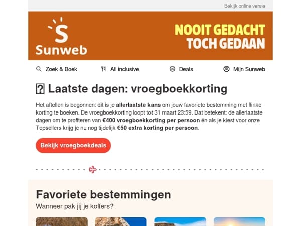 ⏰ Vroegboekkorting, laatste dagen