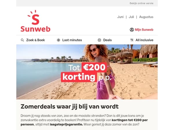 Zomerdeal gespot: tot €200 korting p.p. 👀