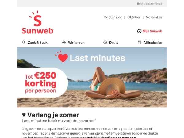 ☀️ Last minutes: boek nu voor de nazomer!