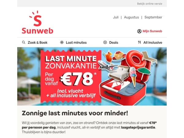 Op vakantie vanaf €78* per dag!