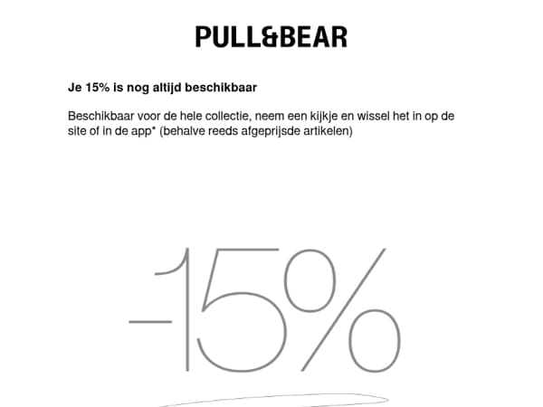 Friendly reminder: je -15% is nog altijd beschikbaar