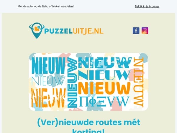 (Ver)nieuwe routes 🧩 , fikse kortingen 🥳 en te gekke groepsuitjes🥇!