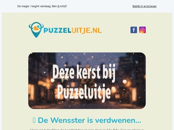 🎄 De kerstpuzzel begint... Wil jij de eerste aanwijzing?