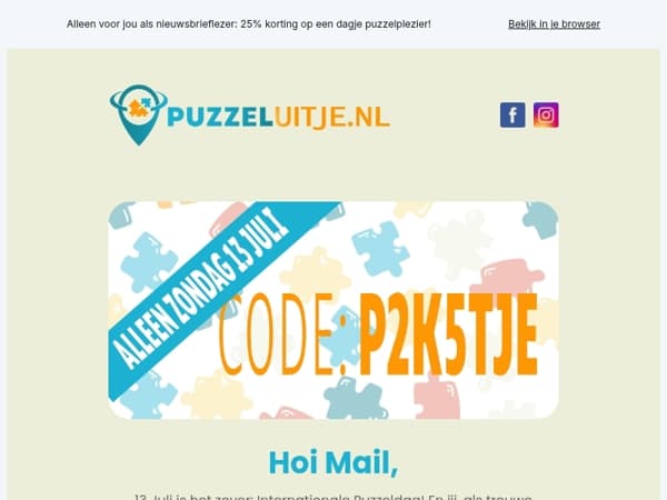Internationale 🧩 Puzzeldag = jouw 🎁 kortingsdag!