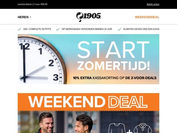Start zomertijd! +10% extra korting op alle 2 voor deals!