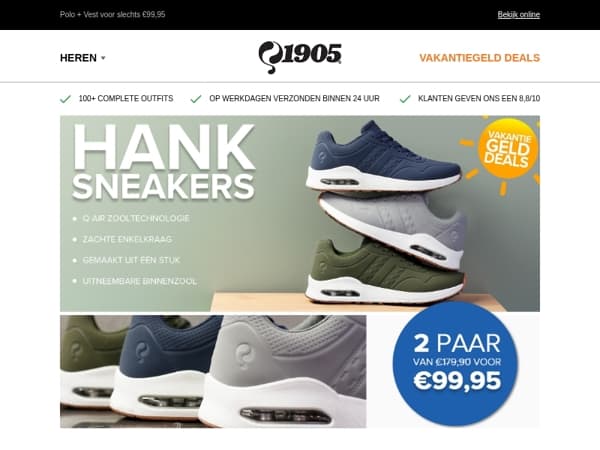 Vakantiegeld deals: Bestseller Hank 2 voor €99,95